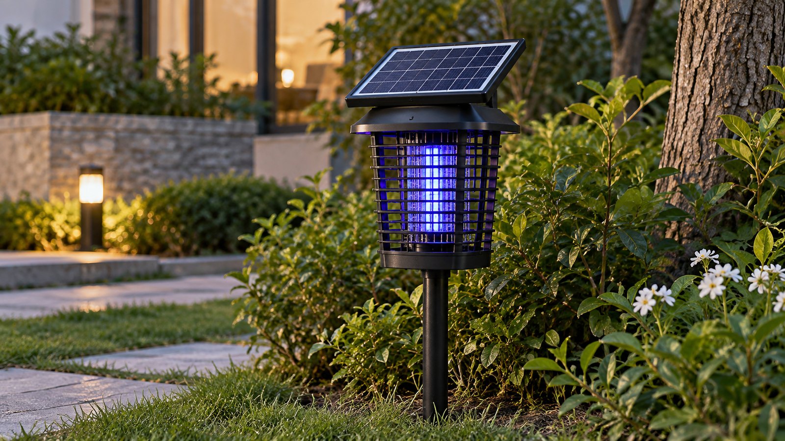 Solar bug zapper light