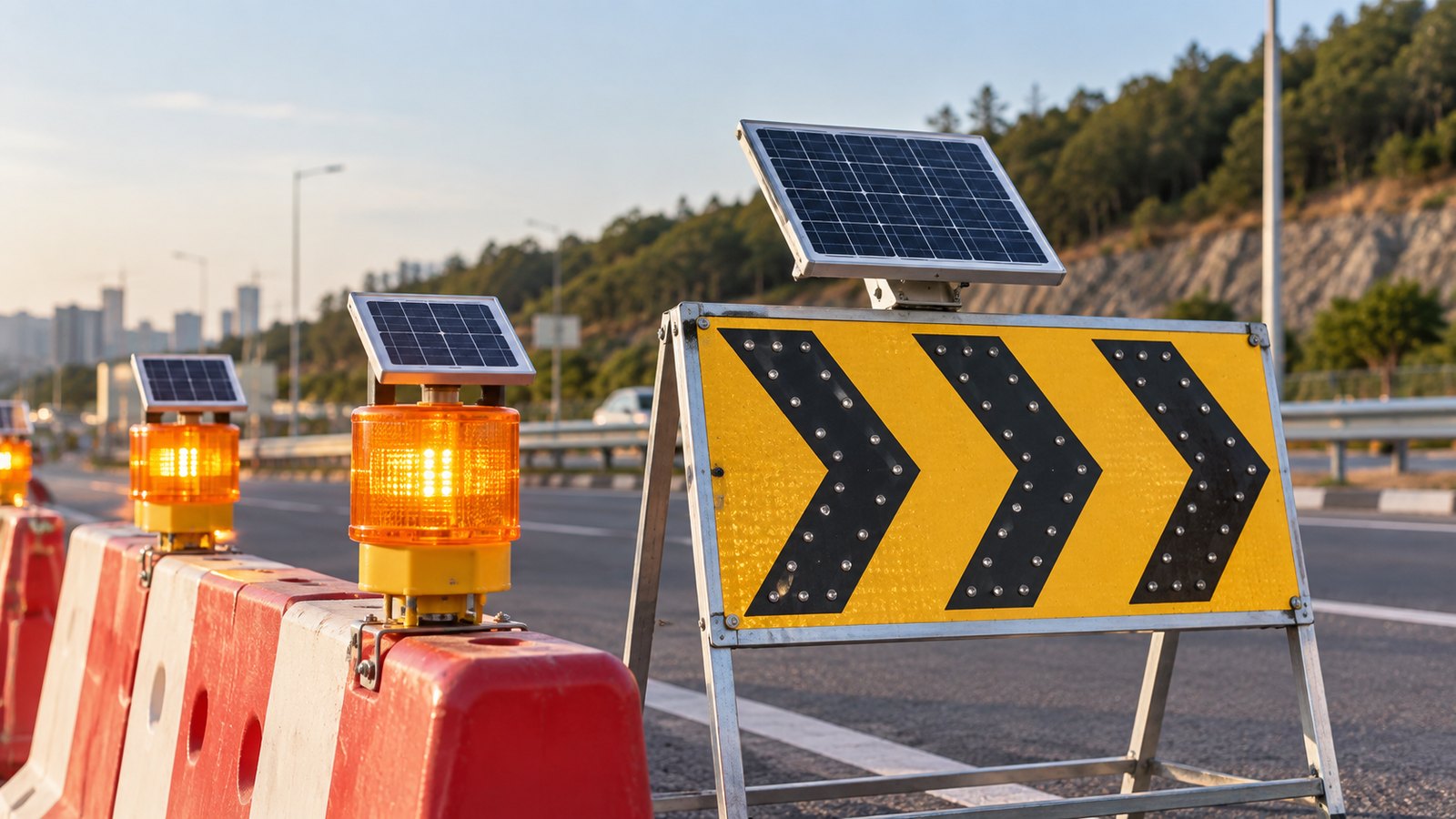 Solar signage and warning light